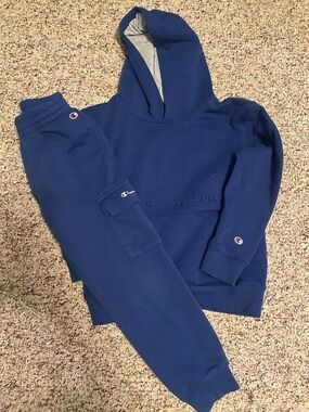 Champion Navy Blue Hooded Pullover & Jogger Pants Set